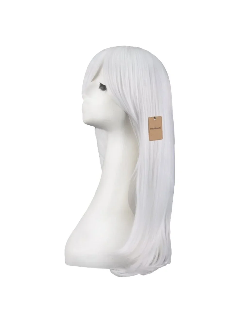 Women's White 24 Inch Heat Resistant Long Side Bang Wavy Curly Cosplay Wigs